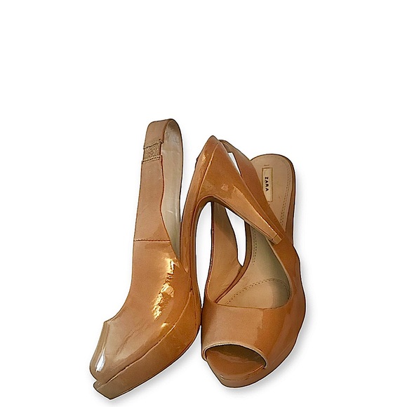 Zara Shoes - 🛑SOLD🛑ZARA Platform Heels Sling Back Pumps in Warm Dark Nude Euro 39